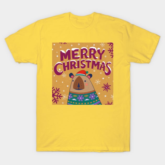 Capybara Christmas T-Shirt by BukovskyART